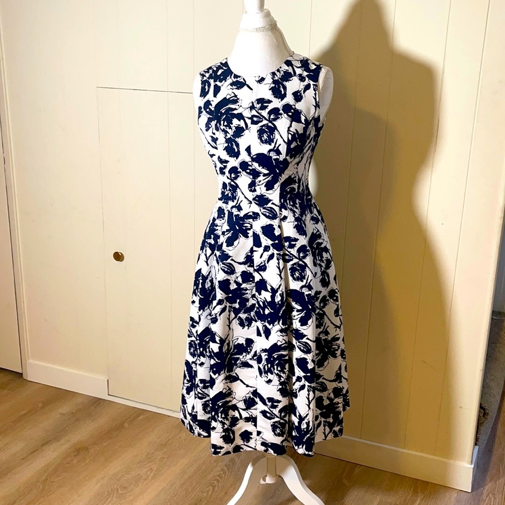 Blue and white floral dress